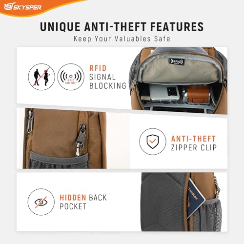 SKYSPER Sling Bag RFID Cross Body Bag Recycled Crossbody Backpack Travel Daypack - color: Taupe
