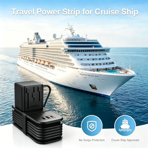 VYLEE Universal Travel Adapter with 6FT Extension Cord - color: Black Grey