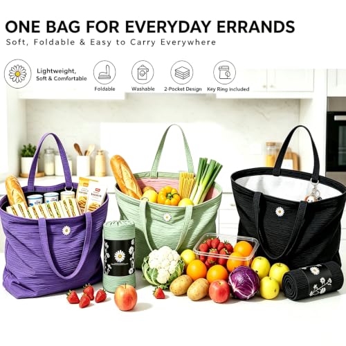 CYD Everyday Tote Bag for Women, Beach Bag with Shoulder Strap, Soft Cute Summer Tote, Beach Days, Weekend Use, and Errands - color: Jet Black & Cream White