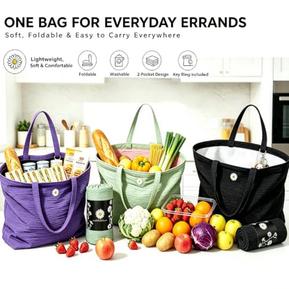 CYD Everyday Tote Bag for Women, Beach Bag with Shoulder Strap, Soft Cute Summer Tote, Beach Days, Weekend Use, and Errands - color: Jet Black & Cream White