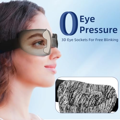 Sleep Mask for Men Women, Zero Pressure 3D Blackout Eye Mask - color: Linen