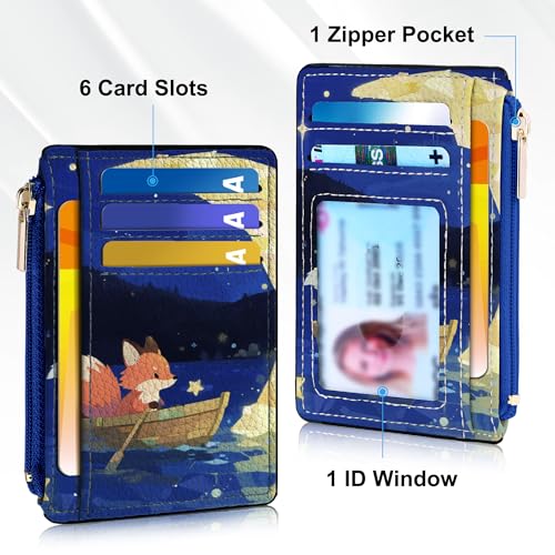 Tipmile Womens Credit Card Holder Wallet, Small Slim RFID Blocking Sleeve - color: Fox
