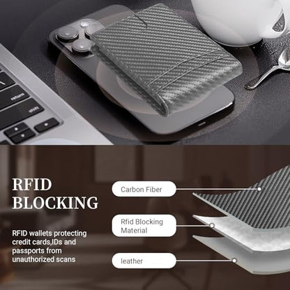 GNDR Wallet For Men RFID Blocking Leather Grey Wallets Bifold Carbon Fiber Front Pocket Card Holder Mens Accessories With Gift Box - color: Grey Carbon Fiber-09