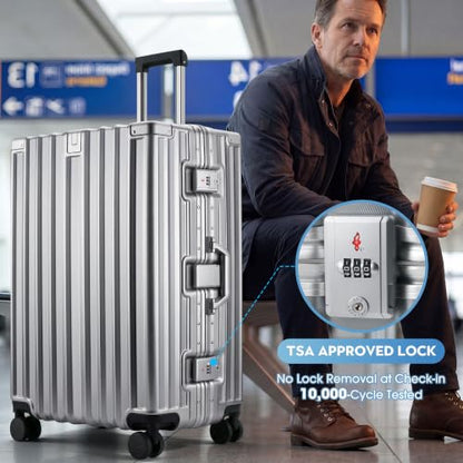 Zipperless Luggage, 20 Inch Carry-On Suitcase - color: Silver, size: TSA 20-inch