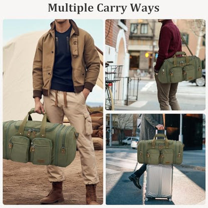Gonex Duffle Bag for Travel, Expandable 60L Overnight Weekender Gym Bag - color: Army Green, size: X-Large-60l