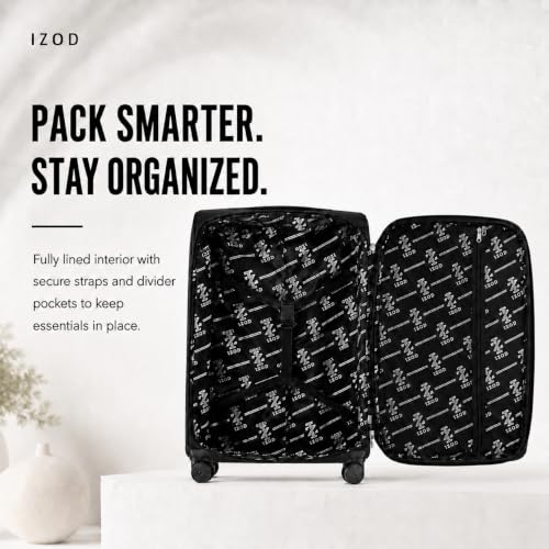 IZOD Liam Softside Luggage Set with Spinner Wheels – 3-Piece (Black) - color: Black