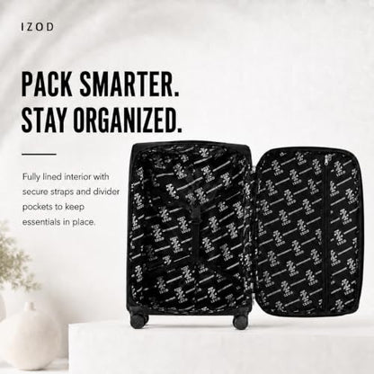 IZOD Liam Softside Luggage Set with Spinner Wheels – 3-Piece (Black) - color: Black