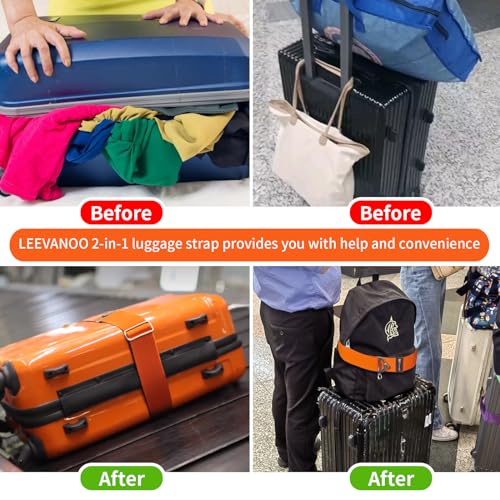 Luggage Straps for Suitcases, 2-in-1 Add a Bag Adjustable Travel Belt Black - color: Orange
