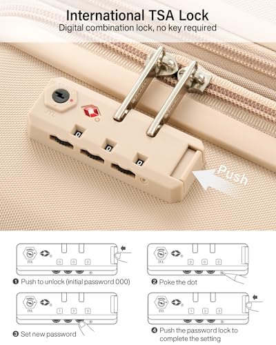 Hanke 20 Inch Expandable Carry On Luggage, Hard Shell with Side Hook - color: Cuba Sand, size: 20 Inch EXT