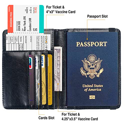 Premium Passport Holder for Travel RFID Blocking Passport Cover Slim - color: Black