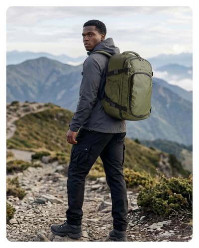 BAGSAMRT 35L Travel Backpack for Men Women, 17-In Carry on Backpack, Beige - color: Light Beige