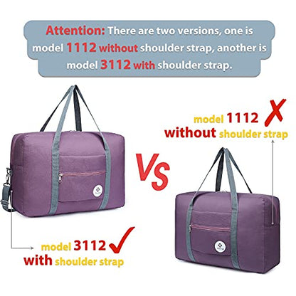 Narway Personal Item Travel Bag, Foldable Carry on Duffle Bag for Women Men - color: AB-Purple