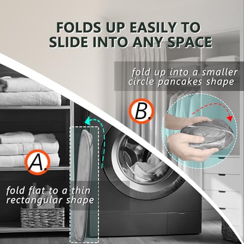 Collapsible Laundry Hamper Basket,Pop Up Mesh Foldable Bag for Laundry Room - color: White