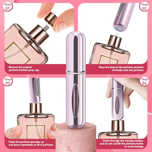 Refillable Perfume Portable Atomizer Bottle Refillable Perfume Spray, Travel Perfume (5ml, 6 Pack) (Silver, Purple, Blue, Gold, Pink, Black) - color: Silver, Purple, Blue, Gold, Pink, Black