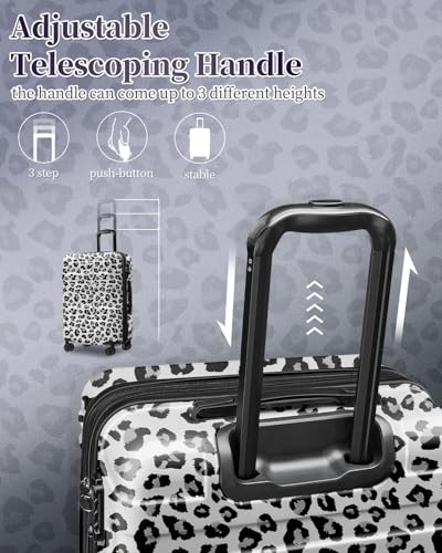 Expandable 24 Inch Checked Luggage Suitcase with TSA Lock - color: Cloud Leopard, size: M(checked-24")