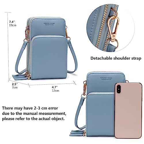 myfriday Small Cell Phone Crossbody Bag, Multi-pocket & 6 Card Slots - color: A-light Blue