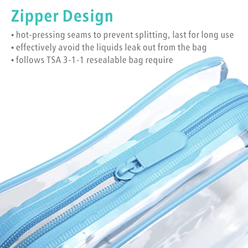 F-color TSA Approved Toiletry Bag - Clear Makeup Bag, Blue Purple Pink - color: Active Macaron Blue/Purple/Pink, size: TSA Carry-on Series (3 Medium)