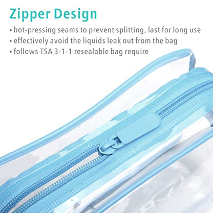 F-color TSA Approved Toiletry Bag - Clear Makeup Bag, Blue Purple Pink - color: Active Macaron Blue/Purple/Pink, size: TSA Carry-on Series (3 Medium)