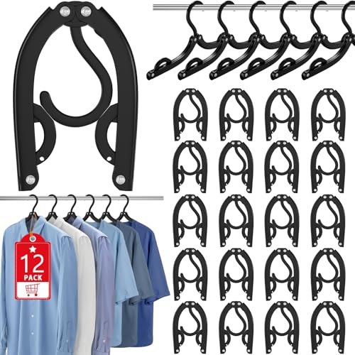 12 Pcs Travel Hangers Portable Foldable Hangers for Cruise Essentials 2026 - color: Black