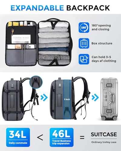 Fenree.geer Travel Laptop Backpack for Men, Business Laptop Backpack 17.3In - color: Grey