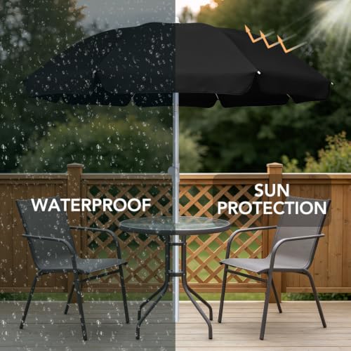 AMMSUN 6FT Portable Outdoor Picnic Patio Umbrella with Tilt Function, Black - color: Black