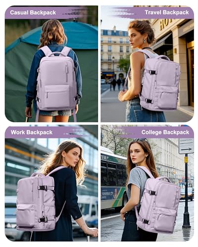 VGCUB 대형 여행 작업 비즈니스 백팩 기내용 승인 노트북 백팩 여성용 남성용 Mochila de Viaje, 퍼플., 대형, 라지 - color: 퍼플., size: 2-대형