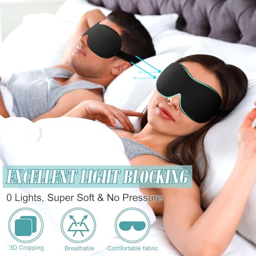 8 Pcs Sleep Mask 3D Eye Masks for Sleeping, Large, Black - color: Black, size: Large