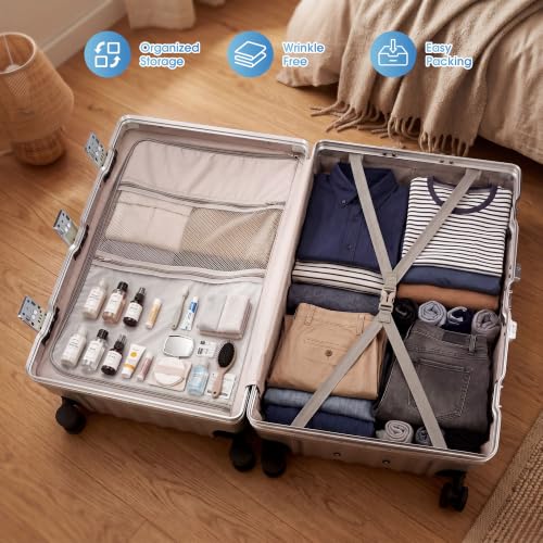2-Piece Zipperless Luggage Set, 20/28 Inch Suitcases - color: Silver, size: TSA 20-inch & 28-inch