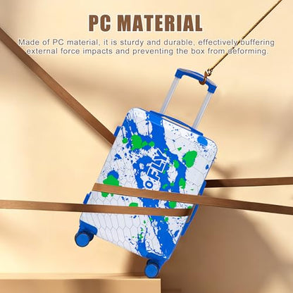 Hardshell Luggage Sets, Lightweight Stripes Suitcases with Spinner Wheels, Blue-PC - color: Blue-PC, size: 20/24/28 Inch
