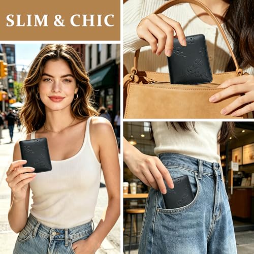 Small RFID Womens Wallet Travel Bifold Compact Slim thin Credit Card Holder - color: Black
