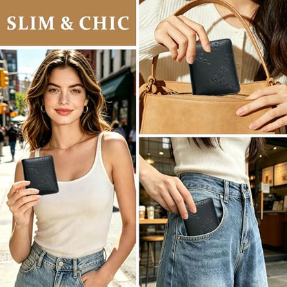Small RFID Womens Wallet Travel Bifold Compact Slim thin Credit Card Holder - color: Black