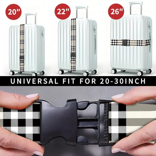 Luggage Straps for Suitcases, Heavy Duty Travel Belt with Quick-Release Buckle, Adjustable Suitcase Strap, Cute Luggage Accessories for Travel Classic Plaid - color: Classic Plaid