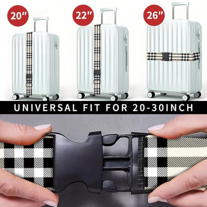 Luggage Straps for Suitcases, Heavy Duty Travel Belt with Quick-Release Buckle, Adjustable Suitcase Strap, Cute Luggage Accessories for Travel Classic Plaid - color: Classic Plaid
