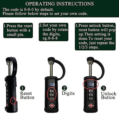 LAFENLIN TSA Padlock 4-Pack for Hard Gun Cases, 3-Dial Combo Lock, Black | TSA-approved Gun Case Lock for Rifle & Pistol Cases (No Key). Sturdy Alloy Body, Cut-resistant Steel Shaft, Weatherproof - color: Black