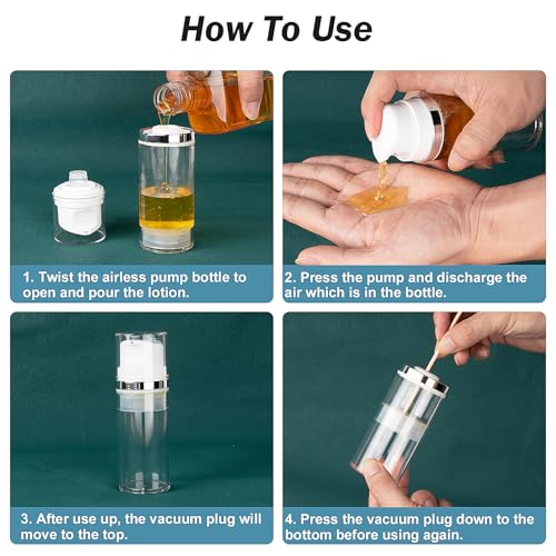 7 Pack Airless Pump Bottles 3.4oz/100ml Travel Pump Bottles - size: 3.4oz-7Pack