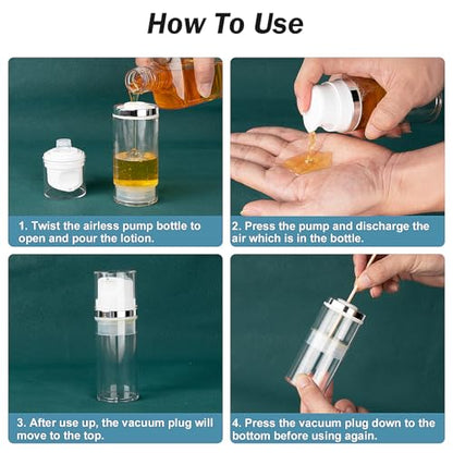 7 Pack Airless Pump Bottles 3.4oz/100ml Travel Pump Bottles - size: 3.4oz-7Pack