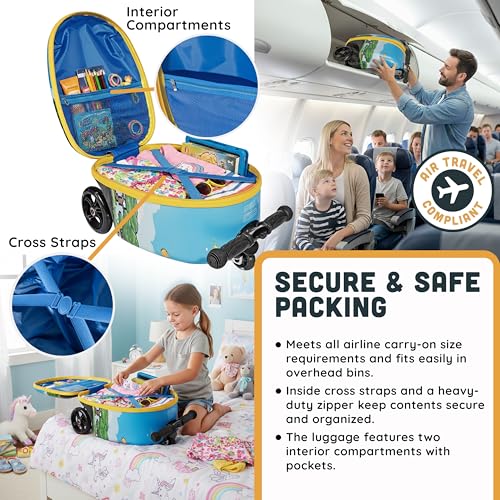 Kids Ride-On Scooter Luggage, Carry-On Suitcase, Ages 4+ - style: Gamer