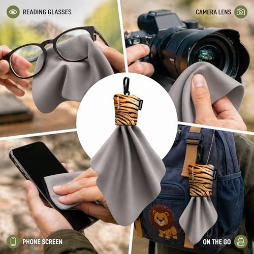 SPUDZ Classic Microfiber Lens Cleaner – Clip-On Pouch, Washable – for Binoculars, Scopes, Glasses, Screens | Classic | Mountain Rainbow, 6 x 6 Inch - color: Mountain Rainbow, size: 6 x 6 Inch