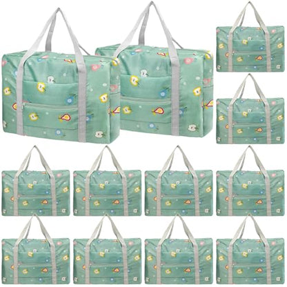 Travel Bag 12PCS Carry on Duffel Bag Bulk Foldable Luggage Spirit Airlines Personal Item Bag Sports Gym Bags Weekender Overnight Bag Nylon Travel Duffel for Women (Green Apple 12PCS) - color: Green Apple 12PCS