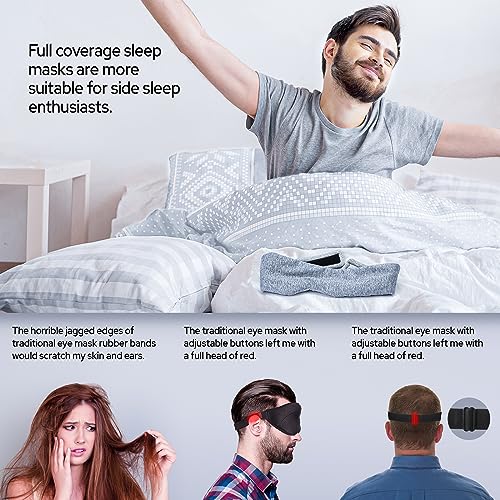 Cotton Sleep Eye Mask for Men and Women, 100% Blocking Light Sleeping Mask - color: Grey
