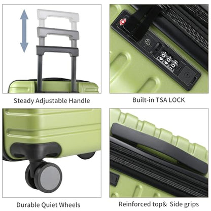 EMPSIGN Carry On Luggage with Spinner Wheels, 20-Inch, Green - color: GREEN