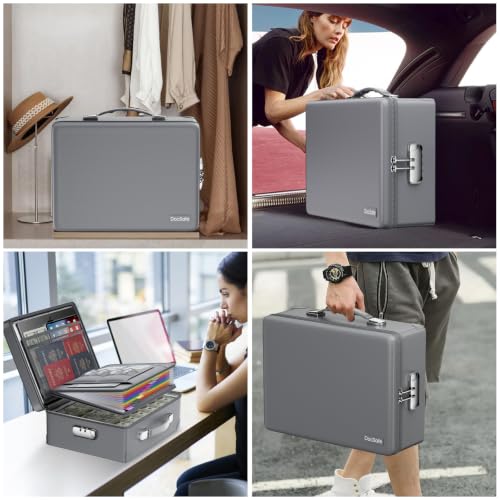 DocSafe 6400°F Fireproof Document Box with Lock, 10 Layers Heat Insulated - color: Grey