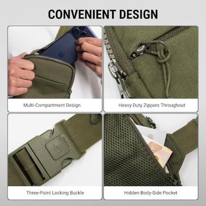 Travel Sling Bag for Men & Women, Anti-Theft RFID Blocking Crossbody Bags - color: Green 2.0 Standard