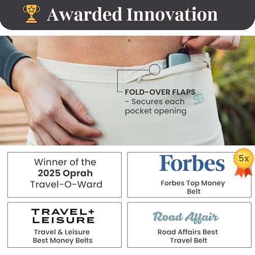 StashBandz Running Belt, Fanny Pack, & Money Belt, 4-Pocket Phone Holder - color: Ivory, size: Large