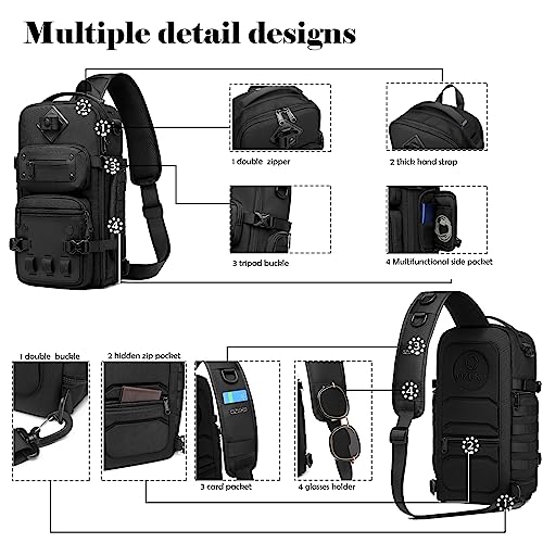 OZUKO Tactical Backpack Chest Sling Bags for Men, Waterproof Crossbody Shoulder Daypack for Outdoor Walking Hiking Trekking (Royal blue) - color: Royal Blue