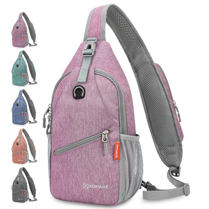 ZOMAKE Sling Bag,Small Crossbody Sling Backpack Shoulder Daypack for Travel - color: Purple, size: 7L