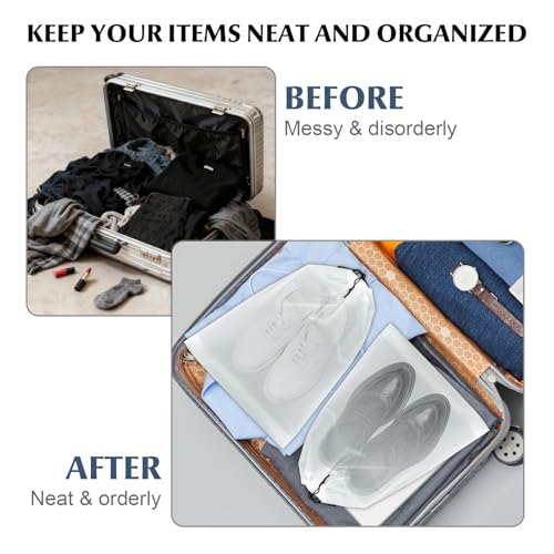 12 Pack Clear Drawstring Travel Shoe Bags, Large Size Transparent Storage Organizer for Men Women