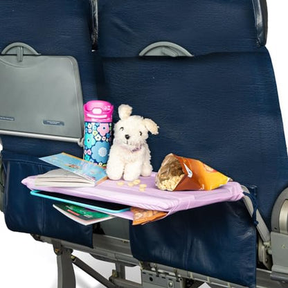 Airplane Tray Organizer/Tote with 4 Storage Pockets, Back Seat Airplane Tray Cover, Converts into a Drawstring Tote, Washable, Durable & Lightweight (2.8 oz) Airplane Travel Essentials - color: Rose Pink