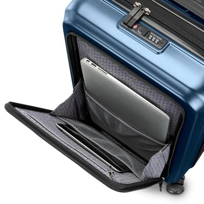 Samsonite Octiv Lightweight Hardshell 21-Inch Pro Carry-On Luggage - Durable & Impact Resistant, 360° Aero Trac Spinner Wheels, Adjustable Handle, Expandable Suitcase, TSA Approved Lock - Blue - color: Blue Denim, size: Front Pocket Carry-On 21 inch