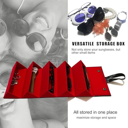 Longjet Sunglasses Organizer Travel Glasses Case Eyeglasses Storage Box - color: Black Red